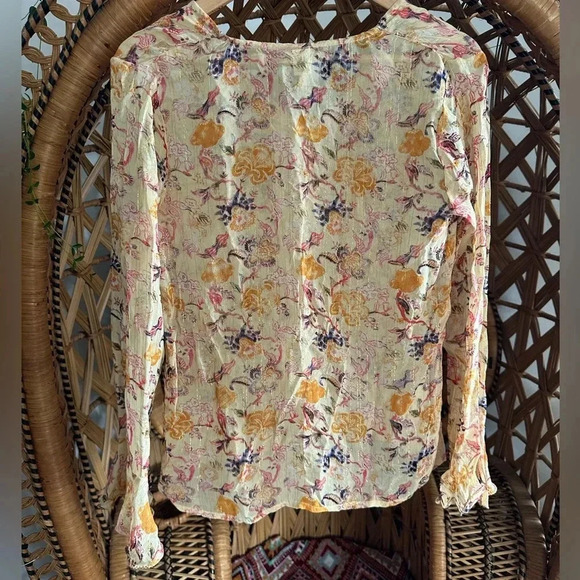 RAGA Button Up Metallic Sheer Blouse - Picture 3 of 7